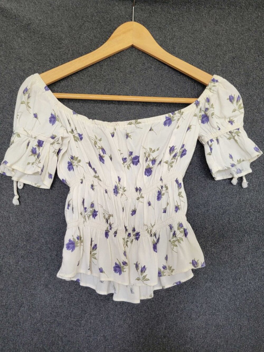 Reformation Solis Ruffle Blue Roses Elasticized Waist Coquette Girl Romantic S